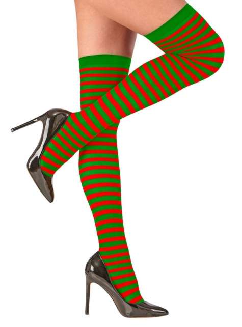 jaula continuar novedad Calcetas de rayas rojas y verdes para elfo | MyHappyFun -Disfraces y  complementos
