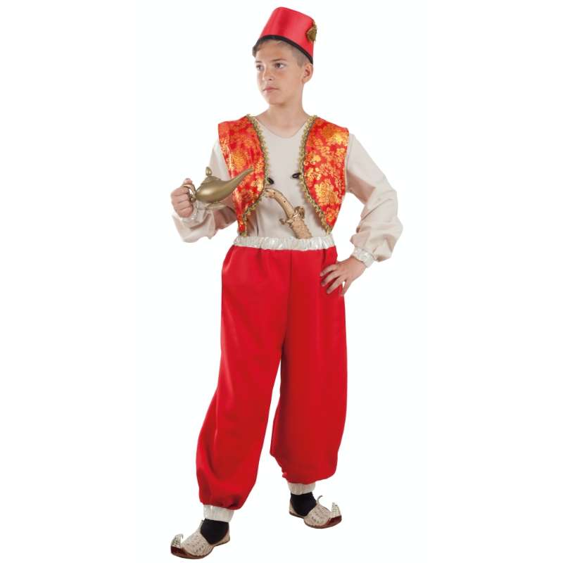  Disfraz de Aladino de Disney para niños pequeños, traje de  Aladino con camisa, chaleco, pantalones y sombrero, 2T : Juguetes y Juegos